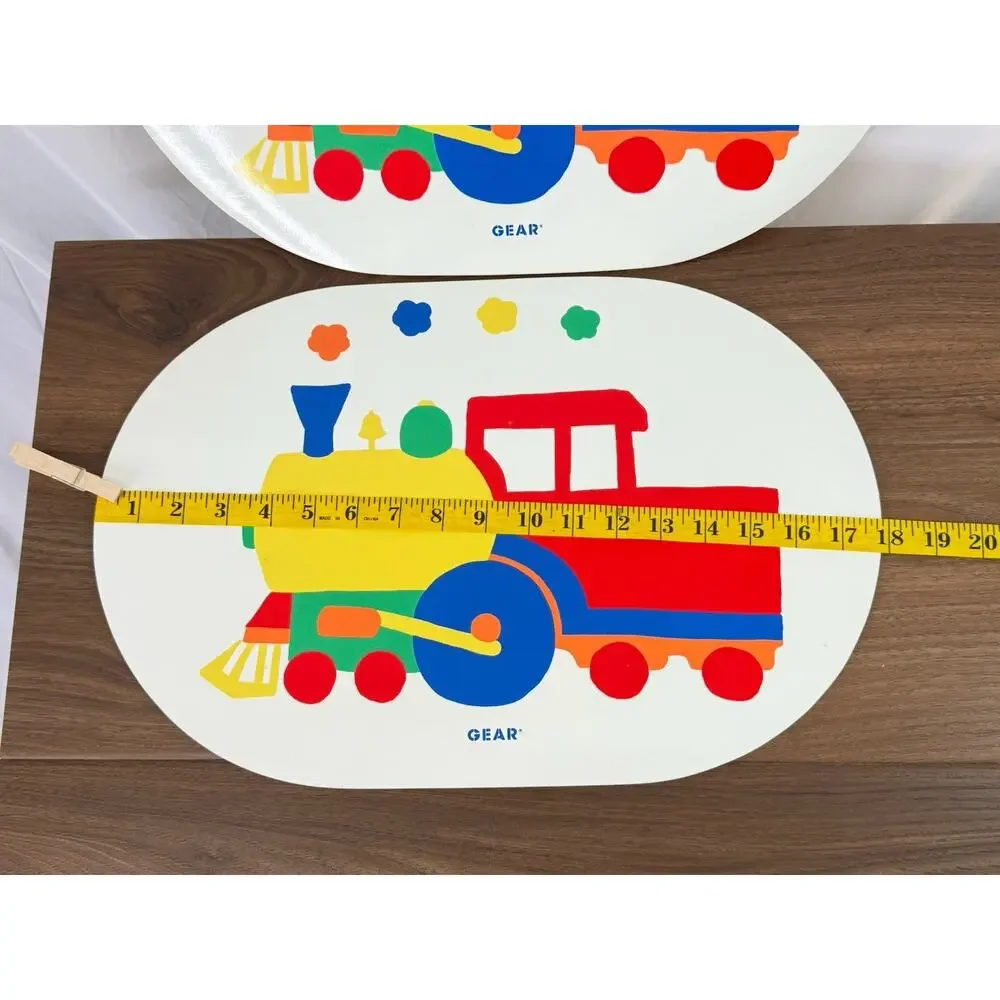 2 Vintage Vinyl‎ Kids Train Engine Placemats 1980's 12